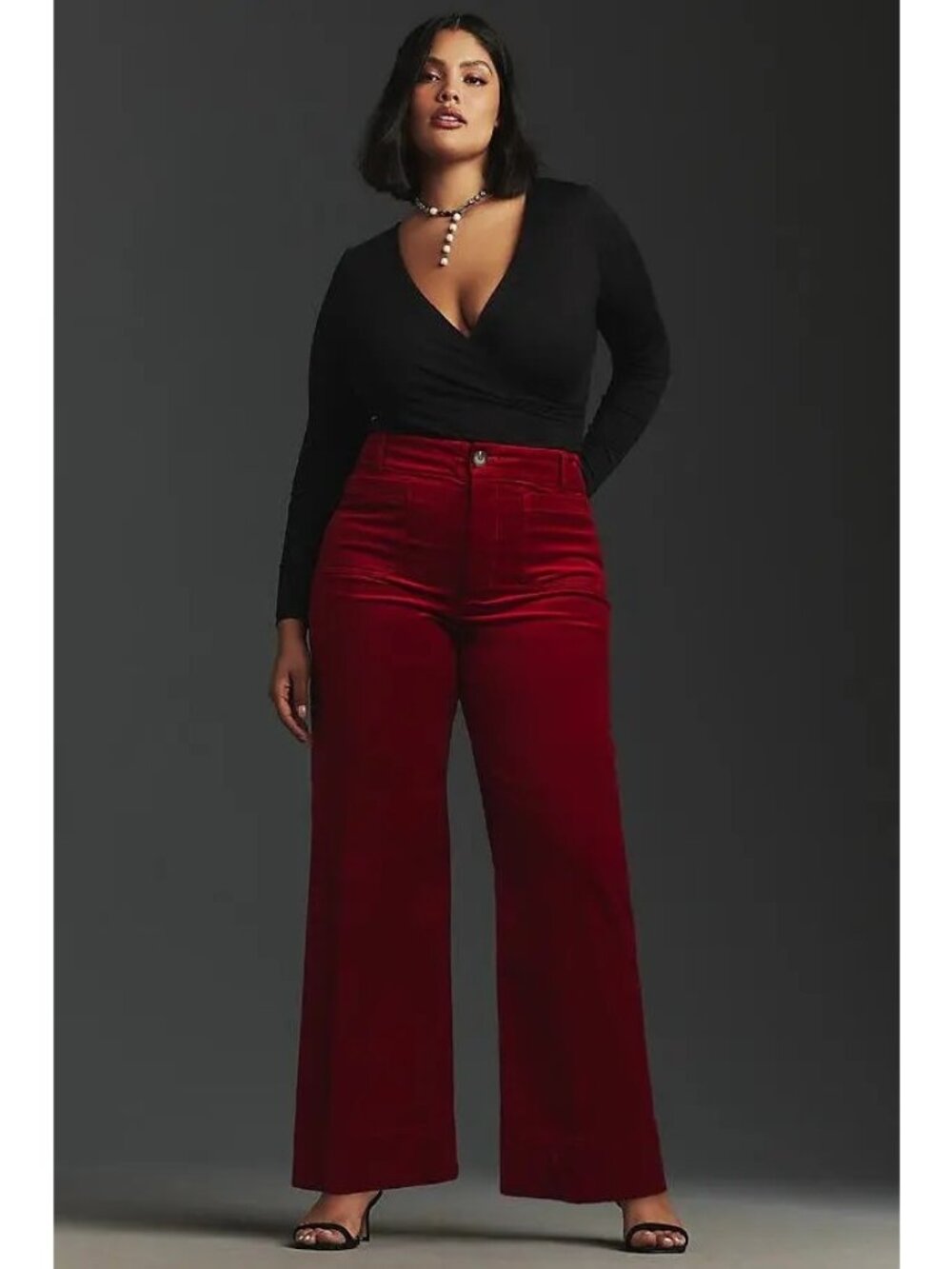 Anthropologie Maeve The Colette Wide Leg Pants Velvet Red Holiday Chic Womens 33